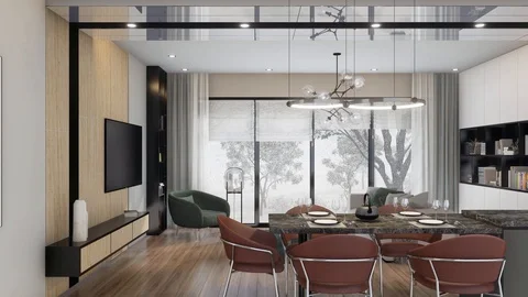 3d render. Span camera on the interior in a modern style Stock Footage 121613855