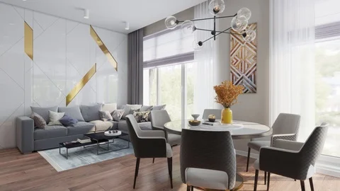 3d render. Span camera on the interior in a modern style Stock Footage 124783517