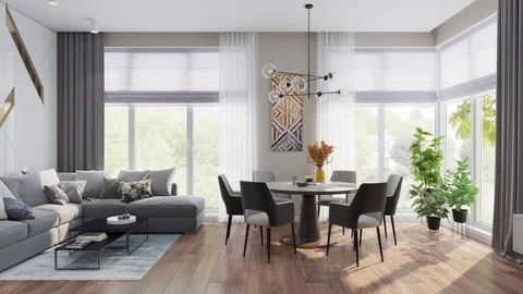 3d render. Span camera on the interior in a modern style Stock Footage 124783520
