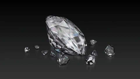 3d render, Sparkling diamond broken Illustrazione stock