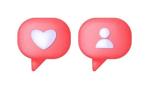 3d render speech bubble heart on pink background. Social media like icon co.. Stock Illustration