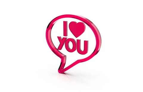 3d render of speech bubble with phrase I Love You with  a heart on white ba.. Stock Illustration