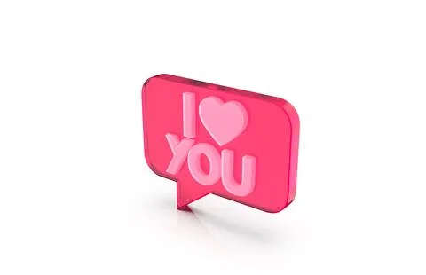 3d render of speech bubble with phrase I Love You with  a heart on white ba.. Stock Illustration