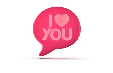 3d render of speech bubble with phrase I Love You with  a heart on white ba.. Stock Illustration