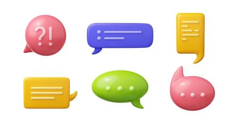 3d render speech bubbles, isolated chat balloons Stock Illustration