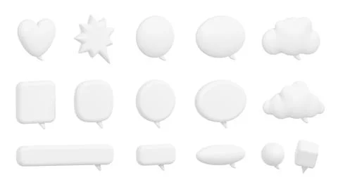 3d render speech bubbles, isolated blank messages Stock Illustration