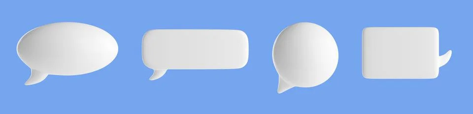 3d render speech bubbles, thought balloons set Stock Illustration