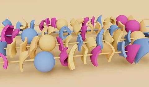 3d render of sphere and object set on Sapling background イラスト素材