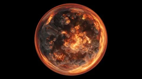 3D render of a spherical composition consisting of voluminous colorful explos Stock Photos