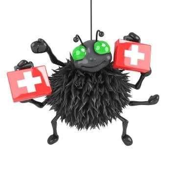 3d render of a spider with first aid kits Stock Illustration