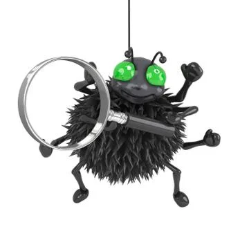 3d render of a spider holding a magnifying glass. Stockillustratie