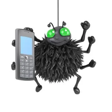 3d render of a spider using a mobile phone Stockillustratie