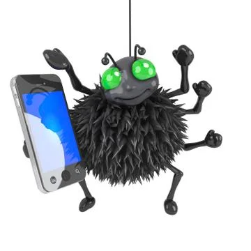 3d render of a spider using a smartphone tablet Stockillustratie