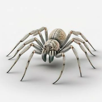 3D Render of Spider. White spider on white background Illustrazione stock