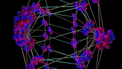 3d render spin animation of symmetrical multicolor octa shape with struts Stock Footage 302988731