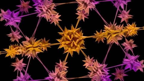 3d render spin animation of symmetrical multicolor star poly shape  Stock Footage 302988785