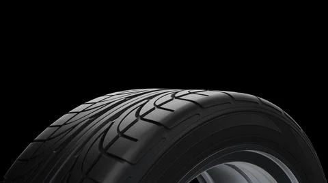 3d render Spinning car wheel on a black background Stock Illustration