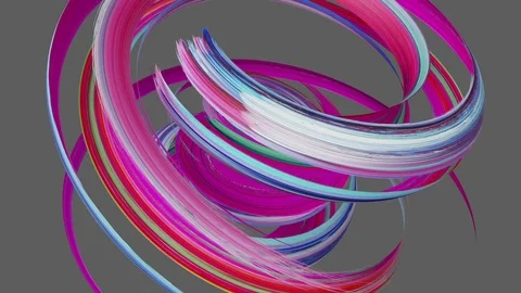 3d render, spinning pink blue gouache brush stroke isolated on grey, paint sm Stock Footage 99345262