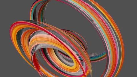 3d render, spinning red gouache brush stroke isolated on grey, paint smear, a Stock Footage 99345294