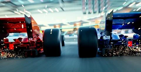 3d render sport racing car fast driving to achieve the champion dream Stock Illustration