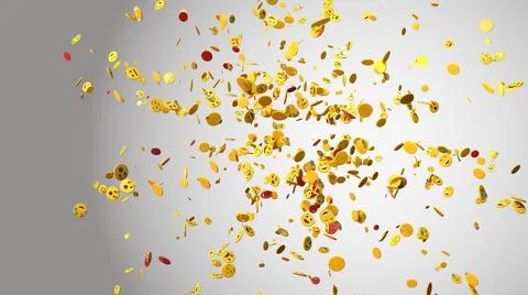 3D Render, spread emoticons particles chaos pattern, with white background Stock Illustration