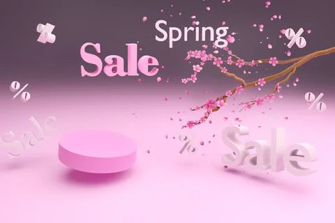 3D render spring podium 스톡 일러스트