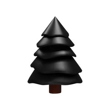 3D render sprouce tree in black color Stock Illustration