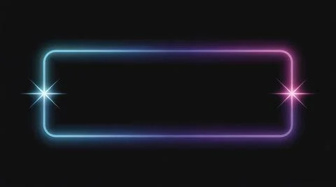 3d render, square glowing in the dark, pink blue neon light, illuminate fra 库存插图