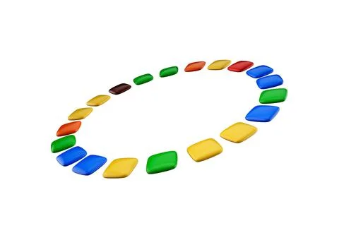 3D render of square shaped Rainbow colorful candies flying around Stock Illustration