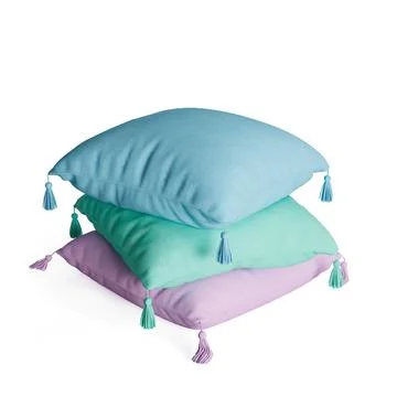 3D render of a stack of colorful cushions in different hues Foto stock