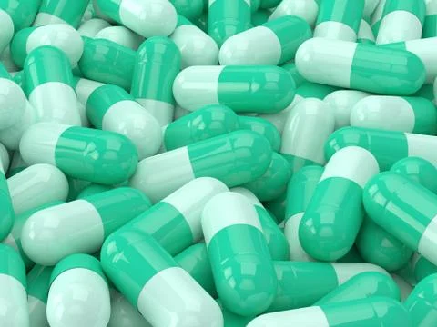 3d render stack of pills Stock Illustration