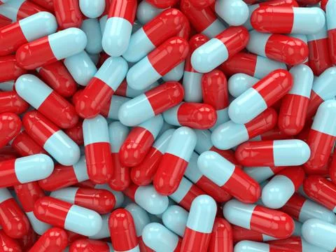 3d render of stack of pills Stock Illustration