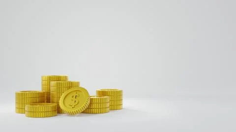 3d render stacks of golden coins isolated on white background.copy space Stock Illustration