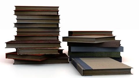 3D render of stacks of old books on an isolated white background イラスト素材