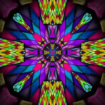 3D render stained glass background seamless tile Stock Illustration