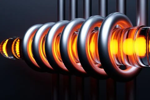 3d render of a stainless steel spring on  dark   background Stock Illustration