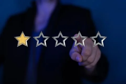 3D render of a star rating of 1 star in a holographic manner Foto stock