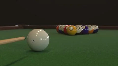 3d render Starting shot of a billiard game Stock Illustration