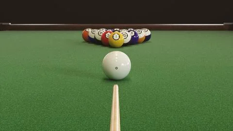 3d render Starting shot of a billiard game Stock Illustration
