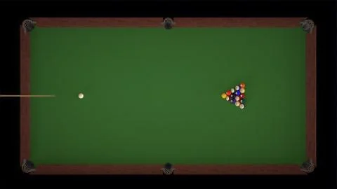 3d render Starting shot of a billiard game top views Stock Illustration