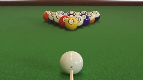 3d render Starting shot of a billiard game Stock Illustration