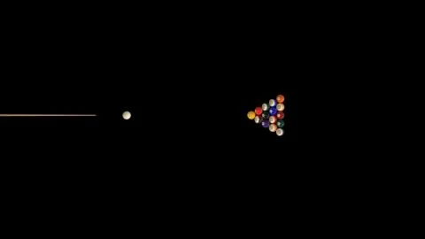 3d render Starting shot of a billiard game on a black backround Stock Illustration