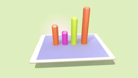 3d render statistic charts. Idea Business growth ,graph on a tablet Stock Illustration
