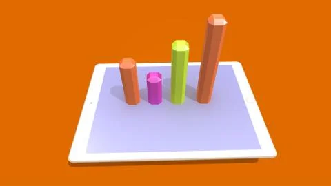 3d render statistic charts. Idea Business growth ,graph on a tablet Stock Illustration