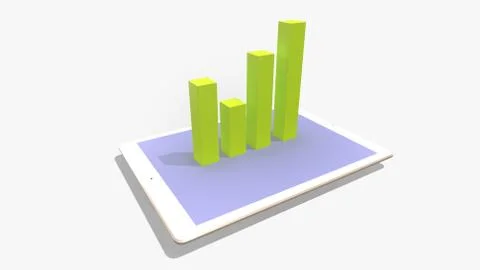 3d render statistic charts. Idea Business growth ,graph on a tablet Stock Illustration