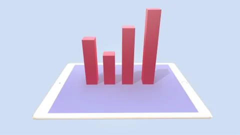 3d render statistic charts. Idea Business growth ,graph on a tablet Stock Illustration