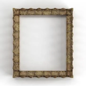 3D render of a stone frame isolated on the white background with copy space 스톡 일러스트