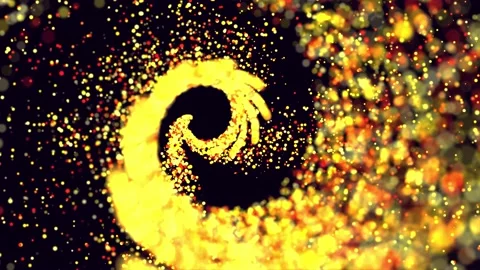 3D render. Streams of golden glitter particles. Spiral structure. Festive Stock Footage 161677880