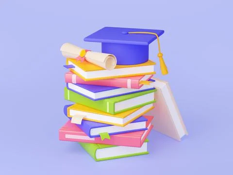 3d render student graduation, education in school Stock Illustration