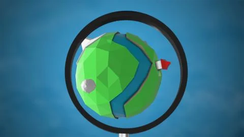 3d render. Studing of planet with magnifying glass isolated on black background. Stock Illustration